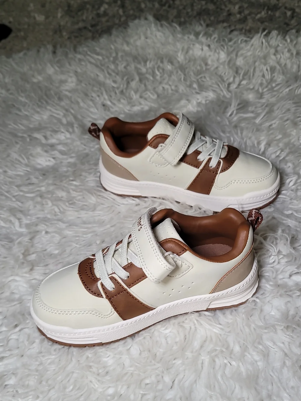 Carter's Cream and Brown Kids Sneakers with Velcro Strap